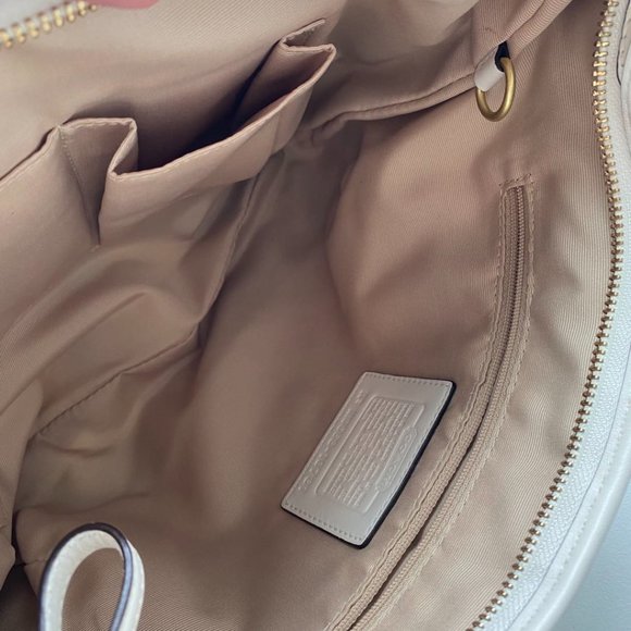 Ergo M0668-10781 Tan and Blue Multi-print Sateen with Leather Trim Hobo Bag - Picture 7 of 11